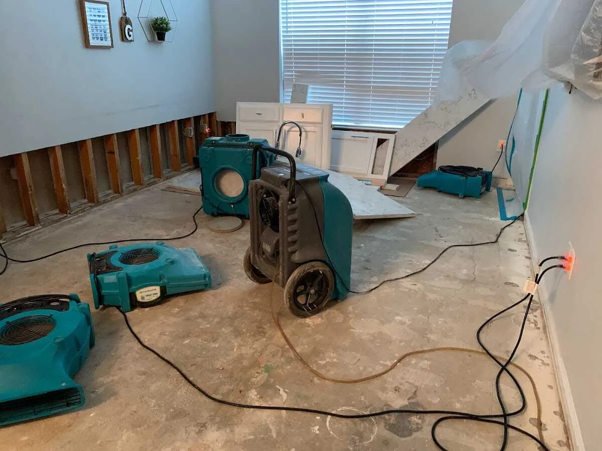 Dehumidifier in flood-cut room for Water Damage Restoration in Silsbee